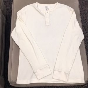 Long Sleeved Henley Waffle Shirt